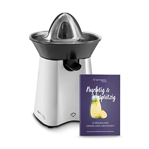 Springlane Kitchen Exprimidor de Cítricos Eléctrico de Acero Inoxidable Paula 100W, Exprimidor eléctrico, exprimidor de zumo con 2 conos - Plata