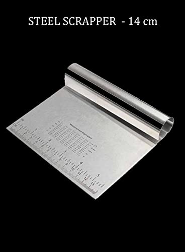 Image of Cake Decor Stainless Steel Small Dough Scrapper with Stainless Steel Handle - 14 cm
