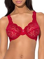 Smart & Sexy Women's Signature Lace Unlined Underwire Bra, Available in Single and 2 Packs, No No Red, 38D
