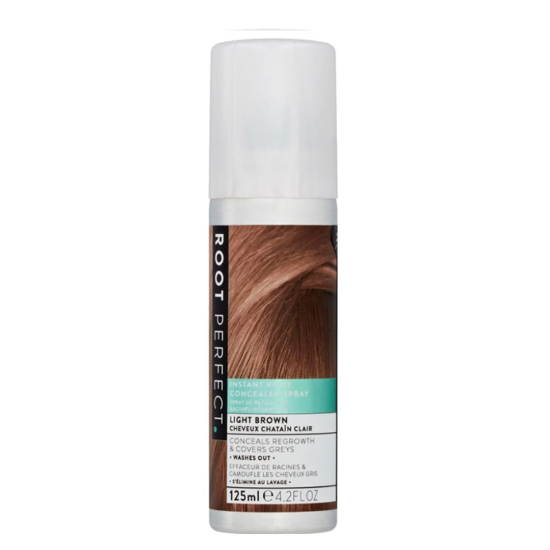 ROOT PERFECT 125ML LIGHT BROWN, Root Touch Up Spray, Instant Root Concealer for Grey Coverage, Temporary Hair Colour Spray, Quick-Dry, Hair Disguise Solution