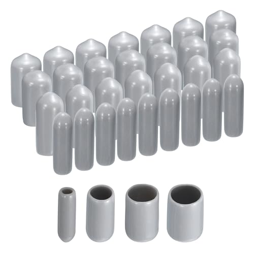 Image of uxcell 80pcs Round Rubber End Caps 1 /8 inch 1 /4 inch 3 /8 inch 1 /2 inch Grey Vinyl Cover Screw Thread Protectors Assortment Kit(3mm 6mm 9mm 12mm)
