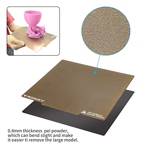 TRONXY PEI Druckplatte, Flexibler 3D Drucker PEI Sheet 330x330 mm, Abnehmbare PEI Bauplatte für X5SA/X5SA PRO Leicht zu Entfernendes Modell