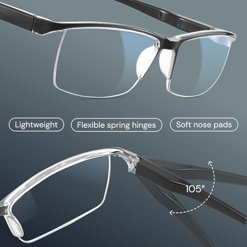 Image of Gaoye Executive Style Reading Glasses Men - Durable Readers with Blue Light Filtering - Comfortable Fit with TR90 Frames