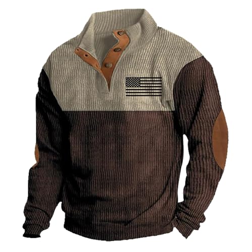 Sweat-shirt décontracté homme pour aller au café pull col montant velours côtelé L