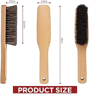 TAKAVU Horsehair Shoe Boot Brush 10.2 Inches - Hat Brush, Hand Broom With 100% Soft Genuine Horse Hair Bristles, Long Beech Wood Handle for Cleaning Shoes, Boots, Counters, Beds, Clothes, Furniture
