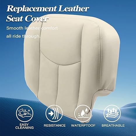 gxarts driver and passenger side bottom lower and top lean back leather seat covers 522 or 52i light tan compatible with gmc yukon yukon xl chevy tahoe suburban 1500 2500 2003 2004 2005 2006 light neutral tan