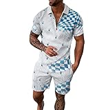 wjiNFDFG Airsoft Ausrüstung Weste Schnell trocknende 3D-Kurzarm-Anzugshorts für Herren Strand Tropical HawaiianSS Body Sportshorts Anzug Sportanzug Jungs Anzug