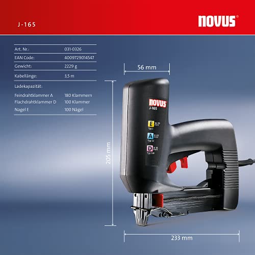 Novus Elektrotacker J-165 Profi, rückschlagarmer Universal-Tacker, Nachschlagfunktion, verarbeitet Klammern und Nägel – Bild 6