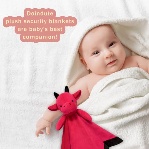 Image of Baby Red Dragon Soft Stuffed Animal Security Blanket, Dinosaur Plush Character Lovey Blanket, Baby Shower /Nursery Gift, Newborn Infant Toddler Snuggle Blankie for Boys Girls, 18 Inches
