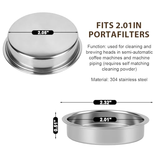 Image of Supvox 51mm Stainless Steel Blind Basket for Espresso Machines, Backflush Cleaning Filter for Semi-Automatic Coffee Makers, Compatible with De'Longhi, Donlim and Other Standard Portafilters