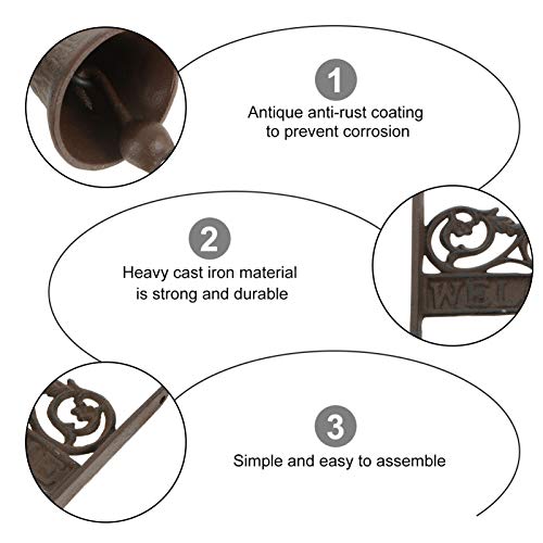 Rústico Jantar de parede de ferro para pendurar ao ar livre, sino de -vindas vintage antigo para pen