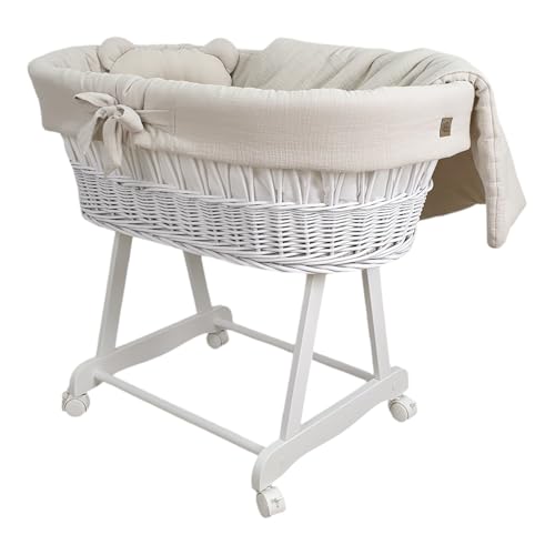 Wiklinopol Cestino Moses Amelia – Culla in vimini bianco con