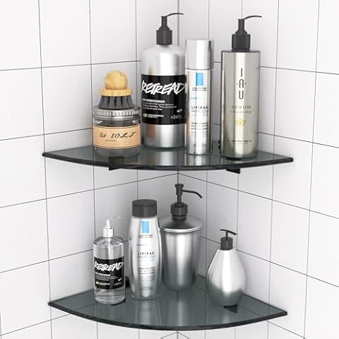 Bakzon Glass Shelf Shower Caddie Set Cover