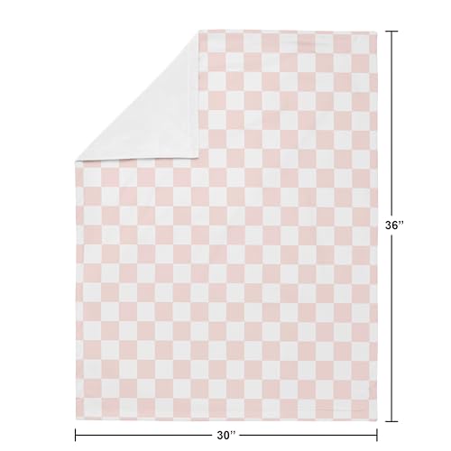 Image of Sweet Jojo Designs Soft Baby Blanket (Pink Gingham Checkered Plaid) for Girls, Infant, Newborns, Toddler 30x36in - Stroller Swaddle Security Receiving Blankets Minky (Vintage, Classic, Checkerboard)