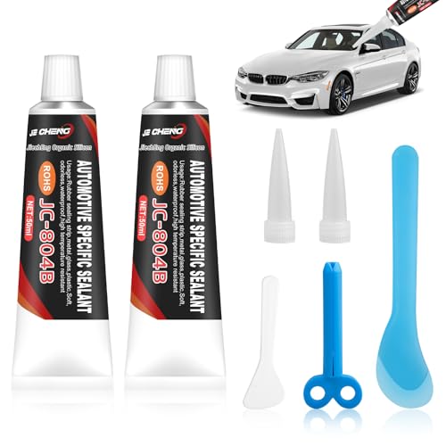 Scheibenkleber Auto, 2 Stück Karosseriekleber Schwarz, Klebstoff für Türdichtung Auto, KFZ Dichtmasse Schwarz, Schnelle Aushärtung, Wasserdicht, Hochtemperatur, Gute Abdichtung, 100ML (50ml x 2PCS)
