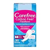 Carefree Salvaslip Cotton Feel Flexiform Senza Profumo 30 Pezzi, Salva slip donna traspiranti, Proteggi slip per ogni mutandina, tanga e perizoma, Extra morbidezza, Delicati sulla pelle