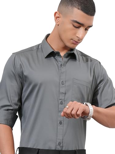 Image of Highlander Men's Slim Fit Formal Shirt | Solid Formal Shirt for Men | Comfortable Fabric | Stylish Design for Everyday Use & Office Wear