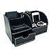 UnionBasic Desk Organizer - Multifunctional Leather Desktop Pen Holder Storage Box - Business Card/Pen/Pencil/Mobile Phone/Stationery Holder, Black