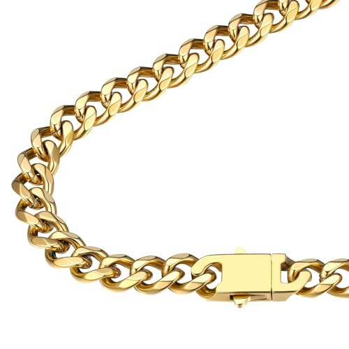 FindChic Cuban Link Chain for Men, 6/9/12mm Necklace Chain, Black/Gold Plated/Stainless Steel Necklace, Hypoallergenic & Tarnish-Proof Men's Jewelry Hip Hop Accessories, 18-30" Length Option
