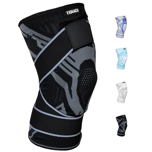 Tenace Rodillera Jiu Jitsu, Grappling - Protección Rodillas de Compresión y Acolchado MMA, BJJ, Muay Thai, Judo - Alta Durabilidad y Rendimiento Unisex (Negro, Large)