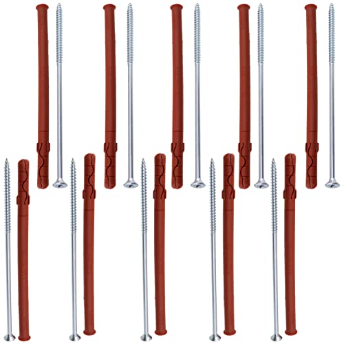 AERZETIX - C65108 - Lot de 10 Chevilles Ø10x180 mm pour Briques Creuses/béton cellulaire + 10 vis Ø6x180 à tête fraisée - en Nylon/métal - monomur Outil Fixation matériaux Creux travaux perçage