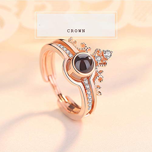 S925 lindo e autêntico anel Pandora em prata de lei 100 idiomas com projeção de luz Eu te amo anel p