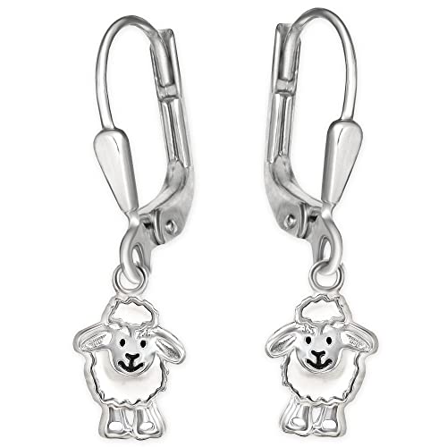 Boucles d'oreilles mouton argent 925 laqué blanc brillant bijou sterling rigolo