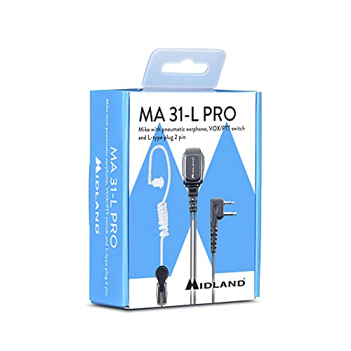 Midland MA31-L, Mono-Headset mit Pneumatischem Mikrofon, Funk-Zubehör mit Dual Jack/Pin, Midland PTT- und VOX-Umschaltung