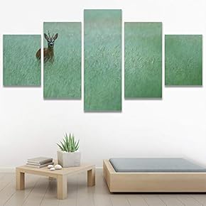 SIGNWIN 5 Panel Canvas Wall Art Animals Deer...