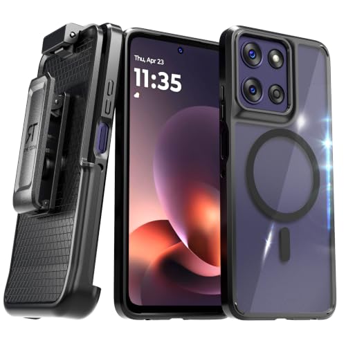 Coque Moto G Power 2026 transparente haute clarté avec système d'étui magnétique épuré