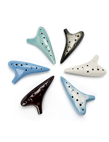 ”Joy Of Wood Thrush” 12 Hole Alto C Ceramic Ocarina In Exquisite Craft (Water Blue) #TOP6