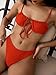 ZAFUL Women High Cut Bikini Sets String Sexy Swimsuit Two Piece Underwire Bathing Suit Brazilian Cheeky Cut Out Cute Swimwear Red S