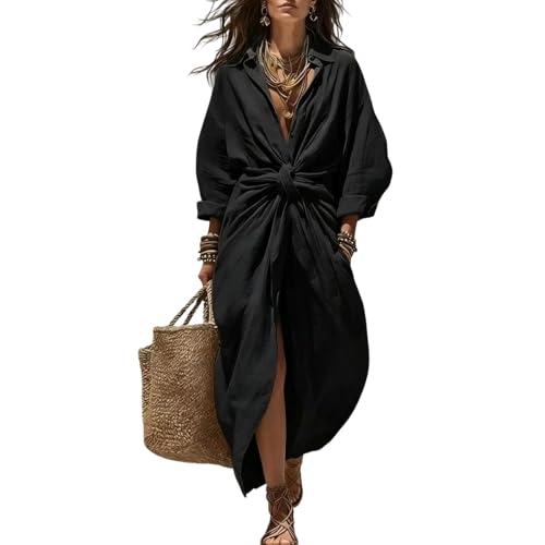 Robe chemise ouvert devant en polyester léger et infroissable