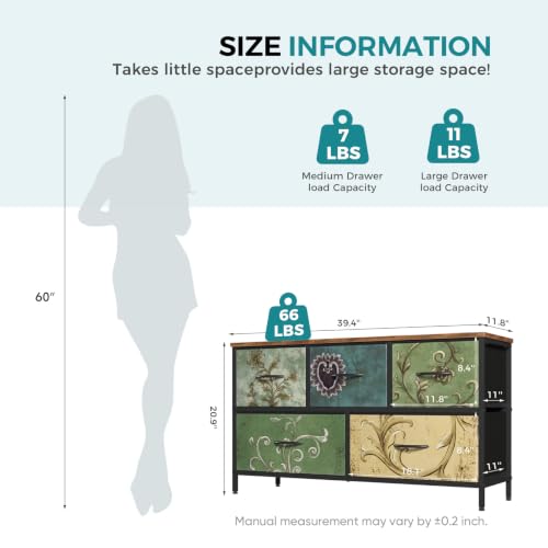 Image of OLIXIS 5 Drawer Dresser for Bedroom, Storage Organizer Unit for Closet