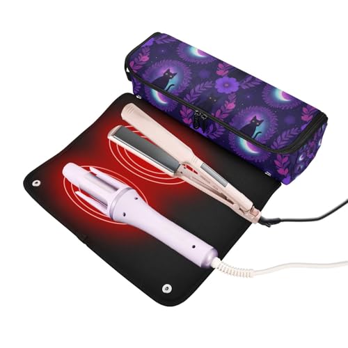 Bolsa de viaje para herramientas de cabello con tapete resistente al calor desmontable impermeable portátil para planchas, rizadores y estilizadores miniatura 2