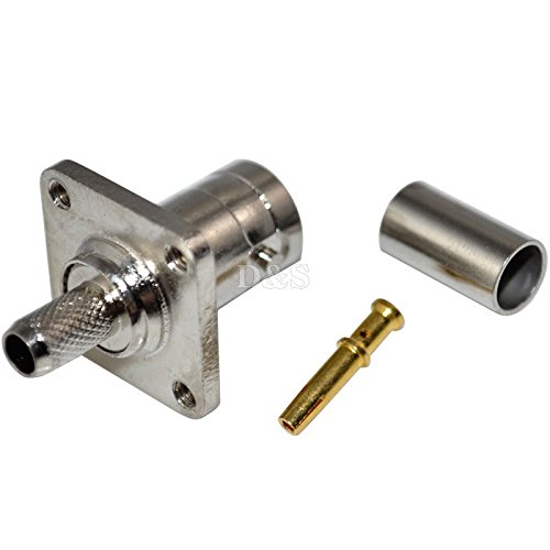 Custom Cables Group LLC Bnc Female Flange Jack Crimp for Rg58 Rg142 Rg400 Rfc195 Rf Coaxial Adapter Connector