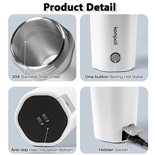 Hervidor eléctrico portátil de viaje 350ml blanco miniatura 6