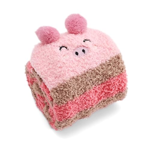 Image of Thigh High Fuzzy Socks Cute Animal Coral Fleece Over the Knee Thigh High Long Stockings Warm Stripe
