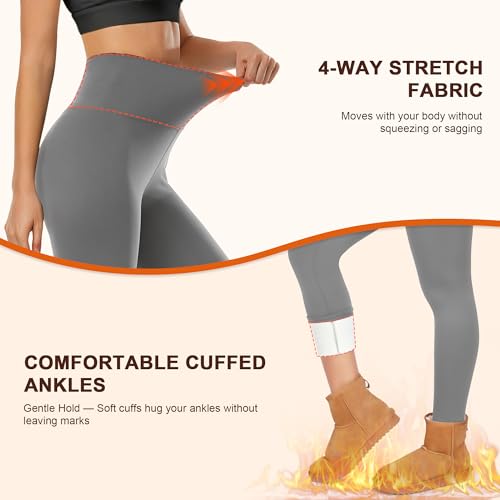 Image of DHSO Thick Winter Fleece Lined Leggings Women - Thermal Warm High Waisted Tummy Control Soft Pants for Snow Cold