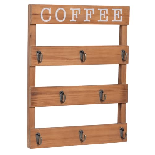 EMAISON Solid Wood Coffee Mug Holder Wall Mounted
