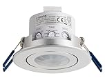 SEBSON PIR Sensor Indoor Ceiling 360°, Flush Mounted, Infrared Motion Sensor, LED suitable, Range max. 3-8m/360°, swivelling, max. 1200/600W, IP20