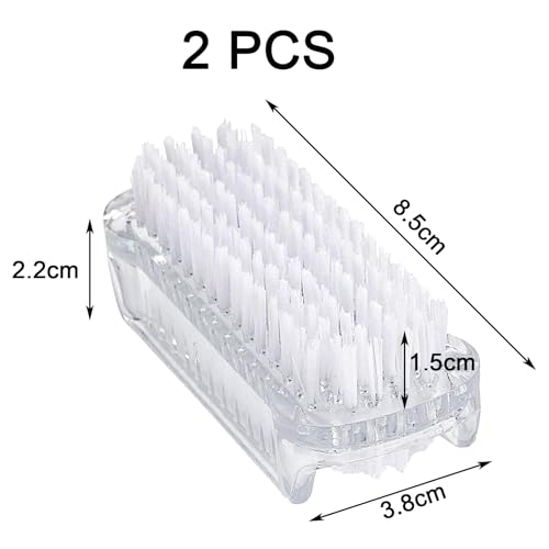 2 Stück handbürste,handwaschbürste,nagelbürste,Doppelseitige Nagelbürste,Transparent Finger Bürste,Kunststoff Nagelbürste,Doppelseitige Handbürste,für Reinigung von Hand Nagel
