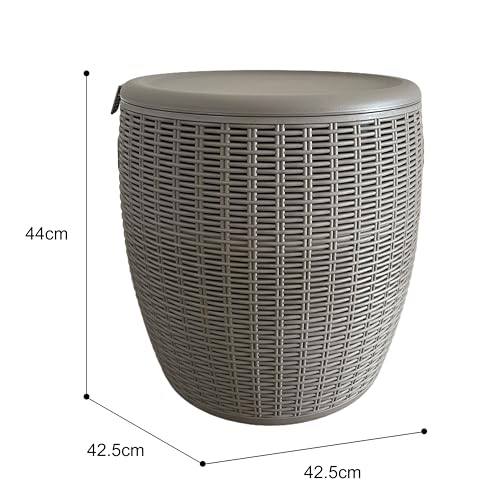Rattan Outdoor Storage Stool, Outdoor Furniture, 37L, Ice Cooler, Wicker Round Ice Chest, Outdoor Patio Bar Table, Beverage Bucket with Drain Plug for Poolside, Deck, Party, and BBQ - Image 4