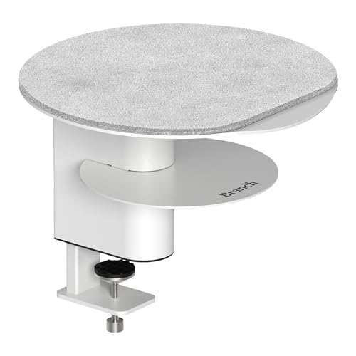 Image of Branch Desk Perch - Elevated Desk Clamp Shelf for Monitors, Laptops, and Accessories - Powder-Coated Steel with Felt-Lined Platform - Two Tier Organizer - White