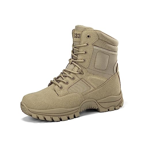 Kervaky Men's Tactical Boots, side zipper, easy to wear, outdoor, work, military boot, tactical boots for men