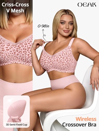 Image of OEAK Womens Wireless Jelly Bras V Mesh Comfortable Bralette Supportive Tshirt Bra No Underwire Seamless Push Up Everyday Bras