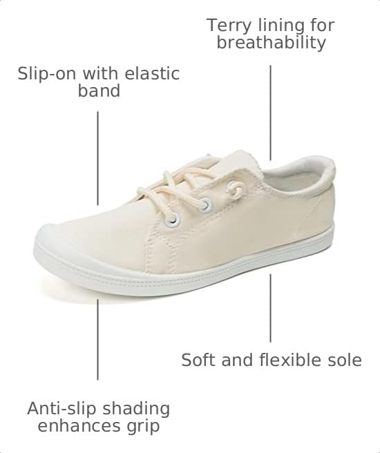 Image of FUNKYMONKEY Slip-On Canvas Sneakers for Women, Comfortable Lightweight Lace-Up Flat Casual Tennis Shoes Breathable Walking Shoes for Everyday Wear