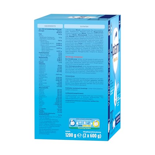 Aptamil Pronutra Anfangsnahrung Pre, von Geburt an, ohne Palmöl, mit schonendem Lactofidus Prozess, Vorratspack 1,2kg
