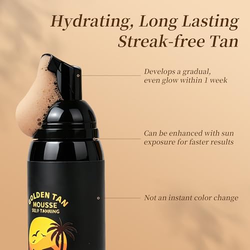 Image of Self Tanner Mousse, Sunless Self Tanning Foam Mousse Natural Bronzer Skin for Body, Hydrating Express Body Tanner, Streak Free, Fast Drying, Long Lasting Fake Tan for Women Men, 3.38 Fl Oz