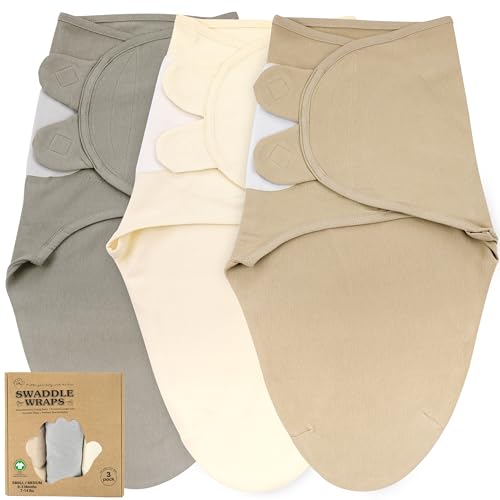 Image of Bublo Baby Swaddles for Newborns – 3-Pack Infant Swaddles 0-3 Months – Adjustable Swaddle Sleep Sack – Soft Organic Cotton Baby Wrap for Safe & Cozy Sleep (Solid Grey)